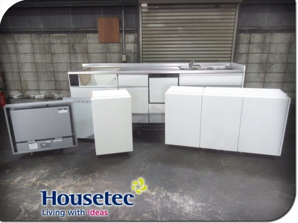■展示品■未使用品■Housetec■プルーニャ■W255■右シンク■ソフトクローザー■食洗機/レンジフード■I型システムキッチン/100万/ymm557t