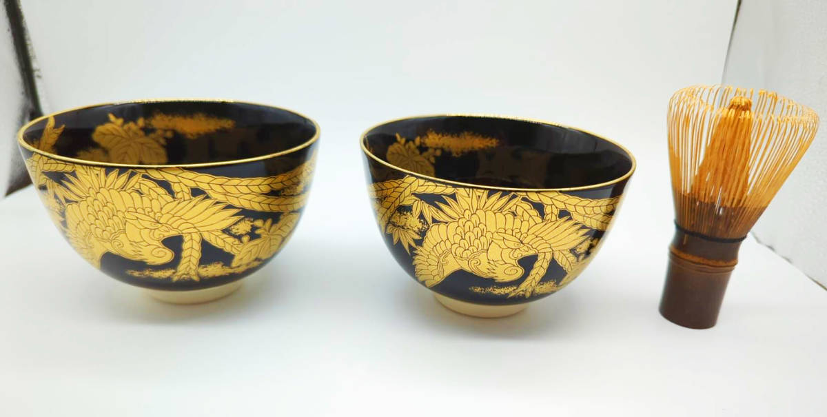 【CM395】天然木漆塗 菊桐鳳凰金蒔絵 黒塗 煮物椀 五客 昭和期 木製漆器 CM395】天然木漆塗 菊桐鳳凰金蒔絵 黒塗 煮物椀 五客