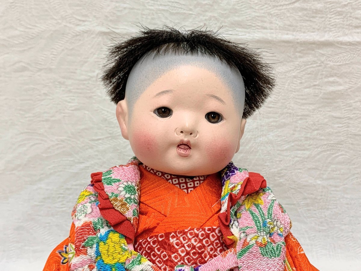 12317/市松人形 かわいい赤ちゃん 女の子 ガラスケース 日本人形 和