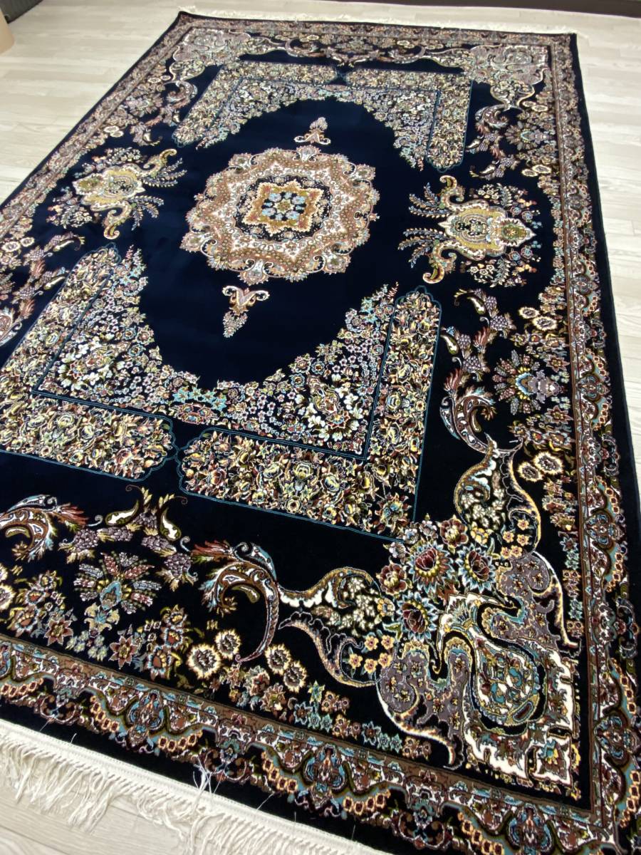 百貨店展示品 大判 イラン産 最高峰81万ノット手織り 高級ペルシャ絨毯 