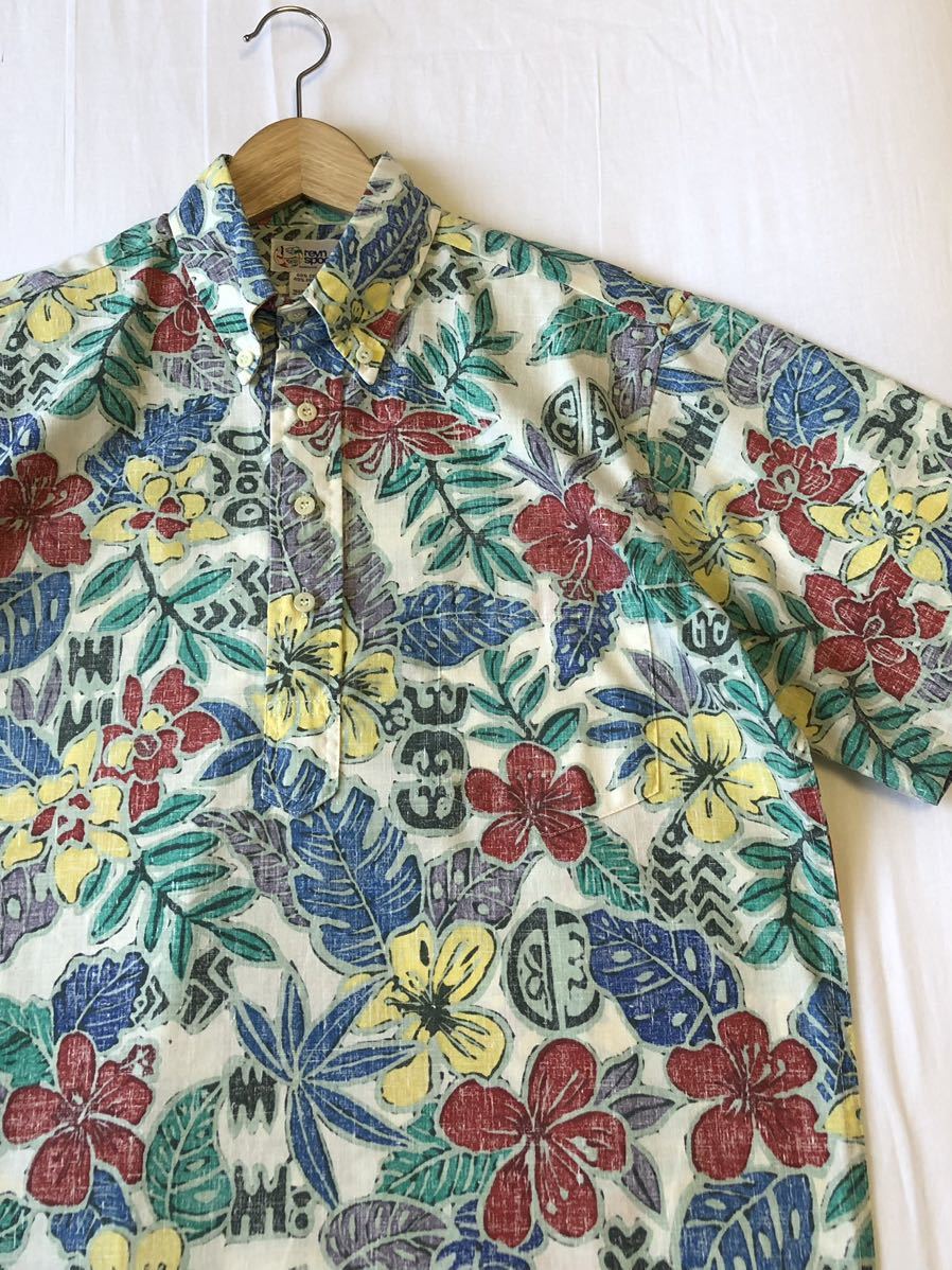 90's USA製 reynspooner レインスプーナー ビキニタグ アロハ ハワイアン シャツ S マルチカラー 花柄 ハワイ製 90s ビンテージ オールド