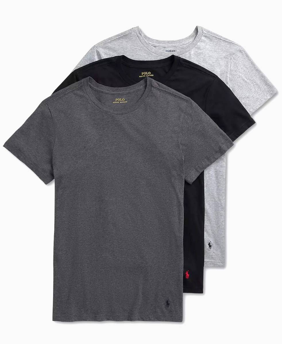 新品未着用　ポロラルフローレン正規品　日本L～XLサイズ相当 (US L)　Tシャツ3枚セット　黒・グレーなど3色　インナーやカジュアルにも