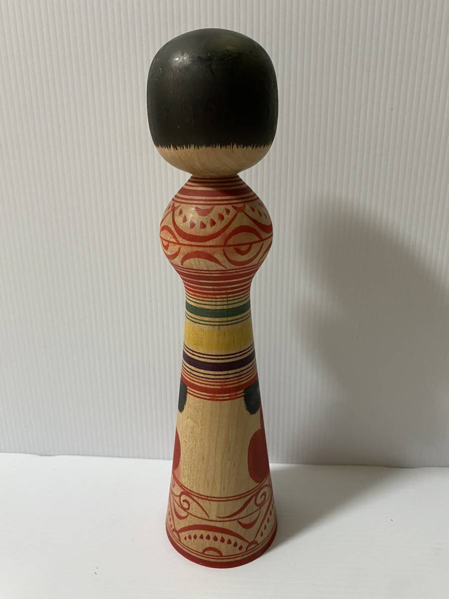 伝統こけし 津軽系 盛美津雄 温湯 こけし 達磨 だるま 絵 約24.3cm