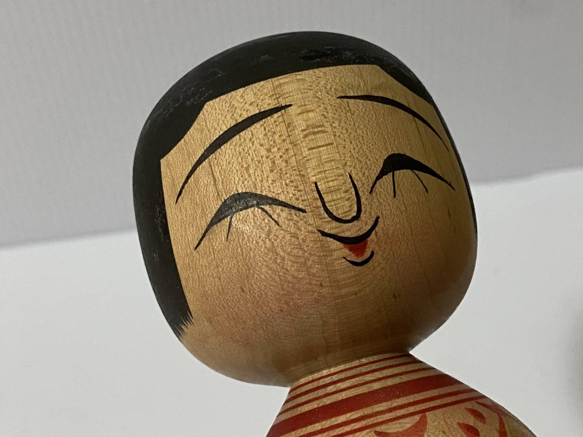 伝統こけし 津軽系 盛美津雄 温湯 こけし 達磨 だるま 絵 約24.3cm