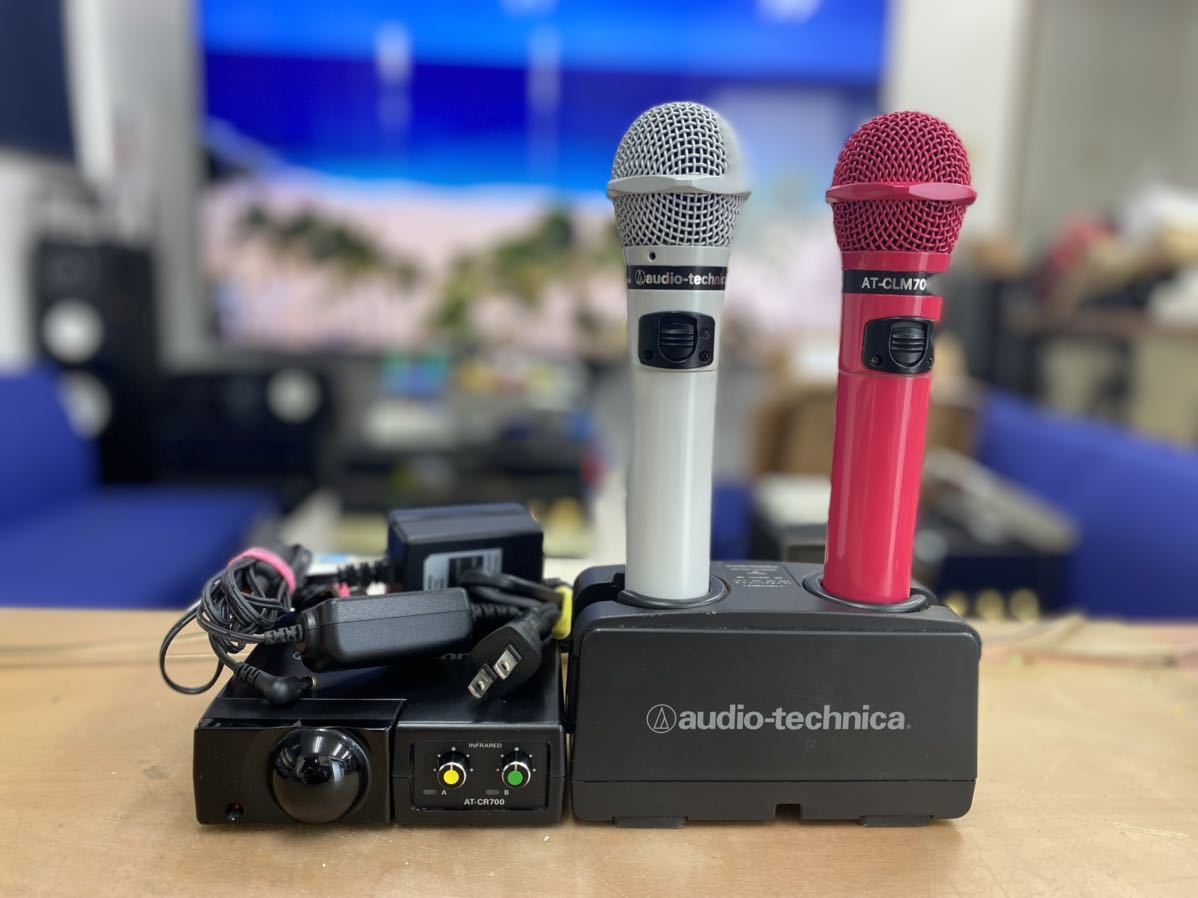 audio-technica ワイヤレスマイクセット CLM7000ピンク&白 オーディオテクニカ 赤外線ワイヤレスマイクセット CLM7000TX特別色 白