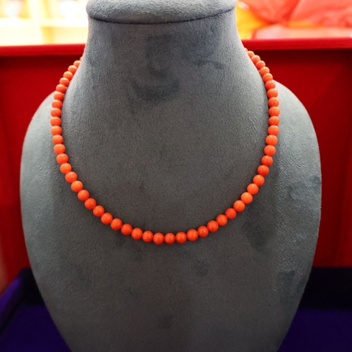 赤珊瑚ネックレス　レディースアクセサリー　シルバー　送料無料