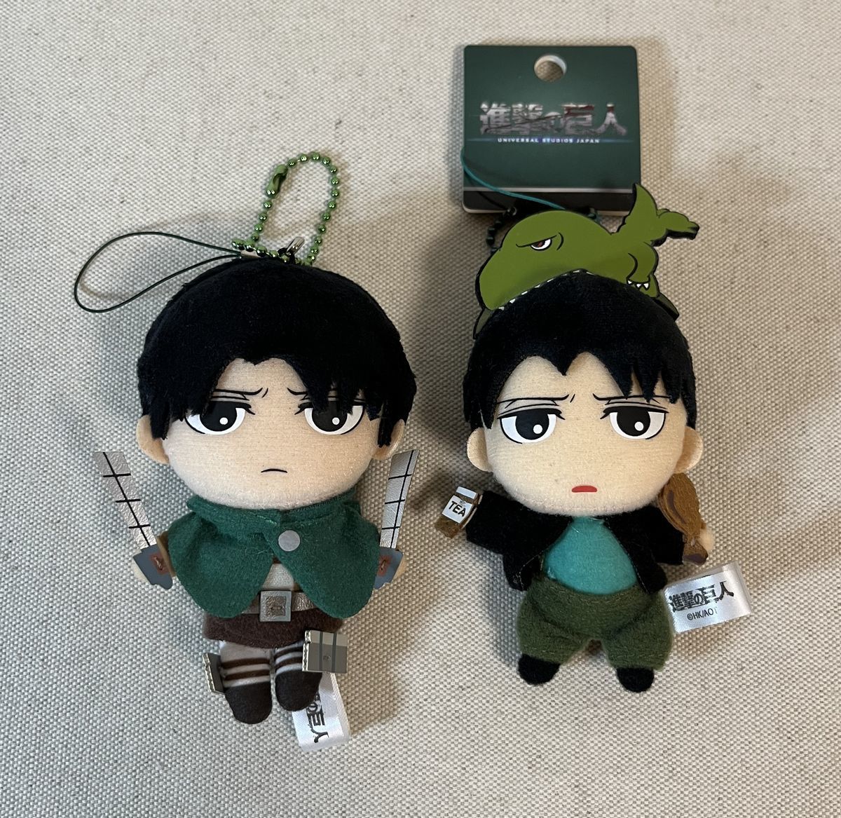 USJ×進撃の巨人□ぬいぐるみキーチェーン小*リヴァイ2種セット□中古