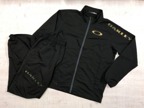 オークリー OAKLEY ウィンドブレーカー ジャケット パンツ トラックスーツ 上下セットアップ メンズ 切替 オールド スポーツ L 黒