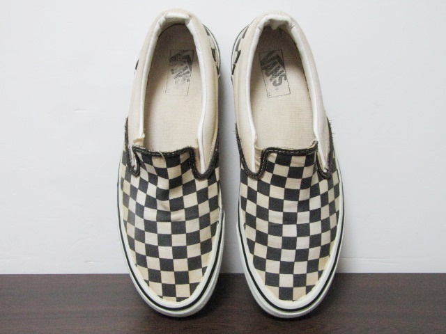 90s 90年代 USA製 VINTAGE VANS SLIPON CHECKER WHITE BLACK US9 90s 90年代 USA製 VINTAGE VANS SLIPON CHECKER WHITE BLACK US9