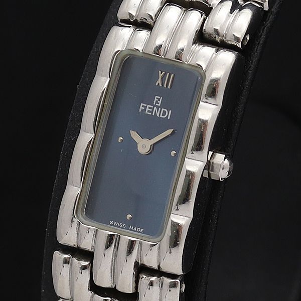 1円 稼働 美品 FENDI フェンディ 660L QZ クオーツ ネイビー文字盤 SS 1円