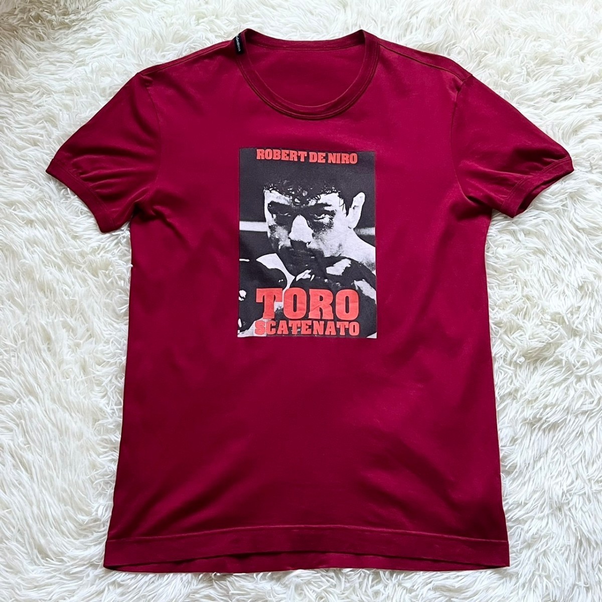 ドルチェ＆ガッバーナ DOLCE＆GABBANA 半袖 Tシャツ ロバートデニーロ ハリウッド レッド 赤 クルーネック プリント 春夏 Lサイズ