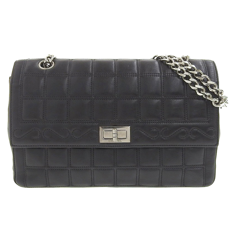 シャネル CHANEL チョコバー ショルダーバッグ チェーンショルダー レザー ブラック A16368 6番台 中古 新入荷 CH0873