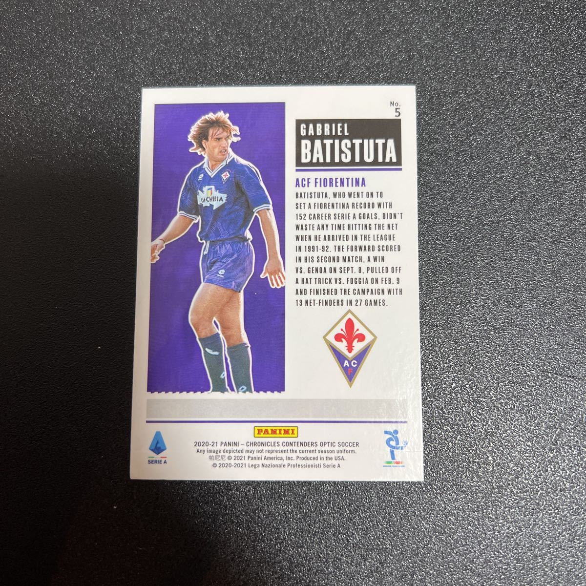 Carte Panini Mosaic 2020-21 Serie A - Gabriel Batistuta Fiorentina - Auto Signée