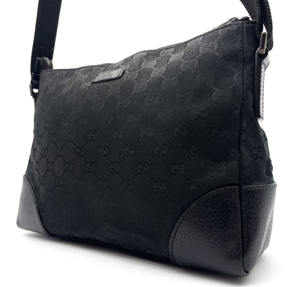 1円《美品》GUCCI グッチ ショルダーバッグ GG柄 総柄 キャンバス レザー