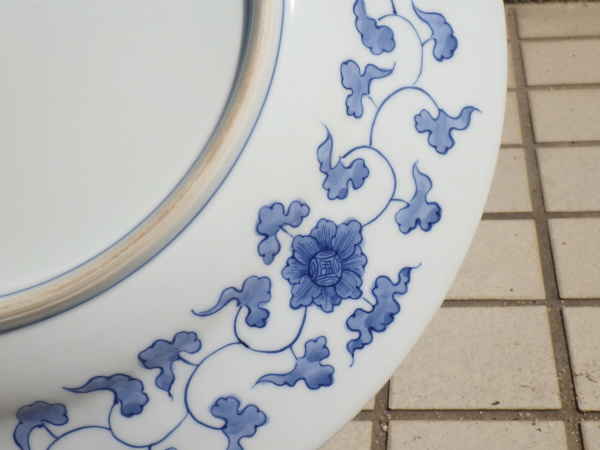 ☆ 陶芸日展作家 藤井朱明 有田焼 極上白金彩鳳凰紋 飾皿