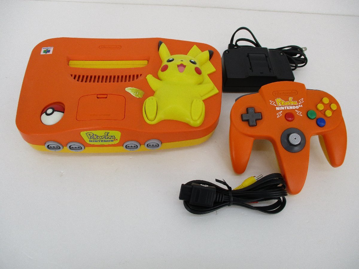 【ジャンク品】ニンテンドー64　ピカチュウ　オレンジ＆イエロー　【ゲーム-261】