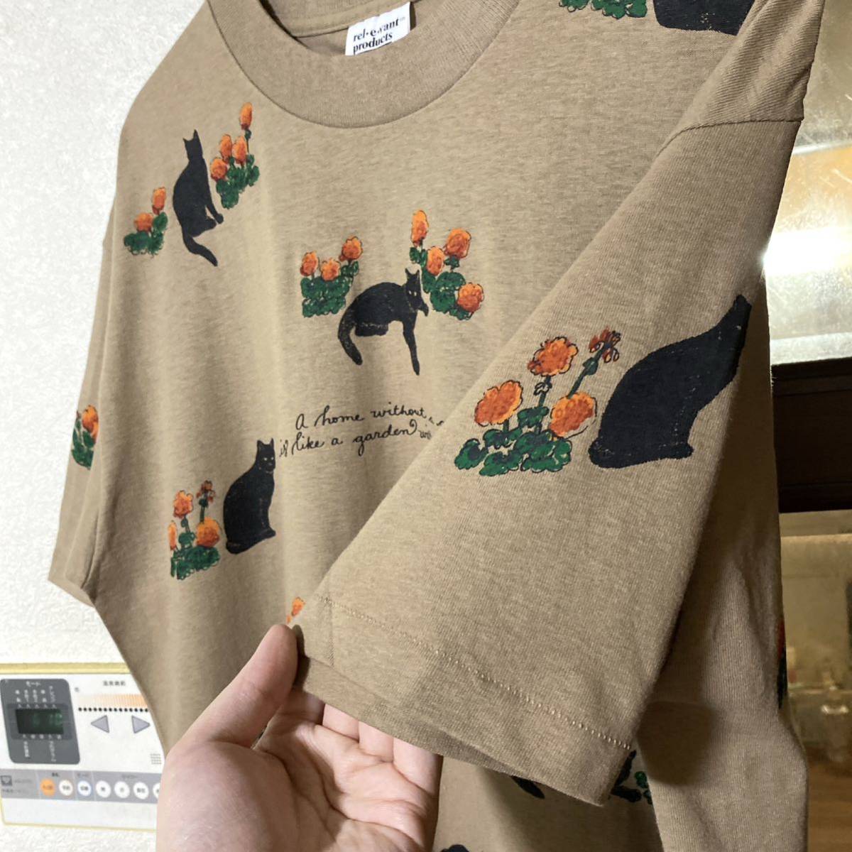 90s relevant products 猫総柄Tee アート 猫 90s ビンテージ 総柄 XL