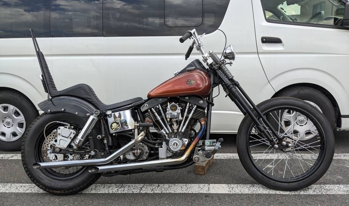 希少 当時物 ショベルヘッド スラッシュカットマフラー ステー