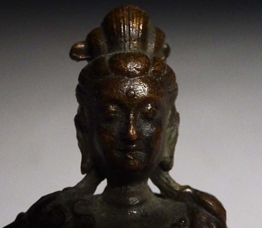 緑屋sc□ 時代物 銅製 菩薩坐像 書鎮 筆架 仏教美術 i2n/7-468/5-3#60