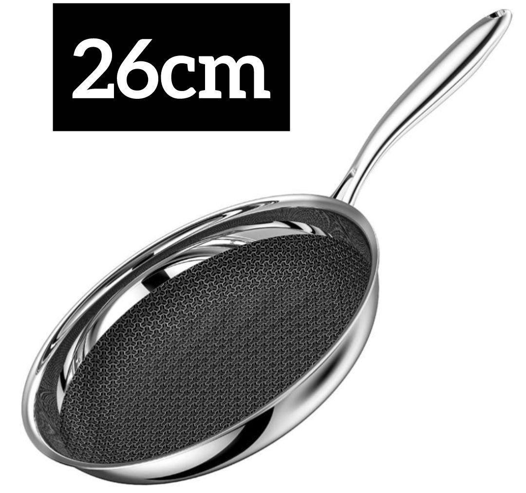 【大特価】【最終値下げ】フライパン 26cm ステンレス 5層 IH対応 最高の耐久性 食器洗機対応