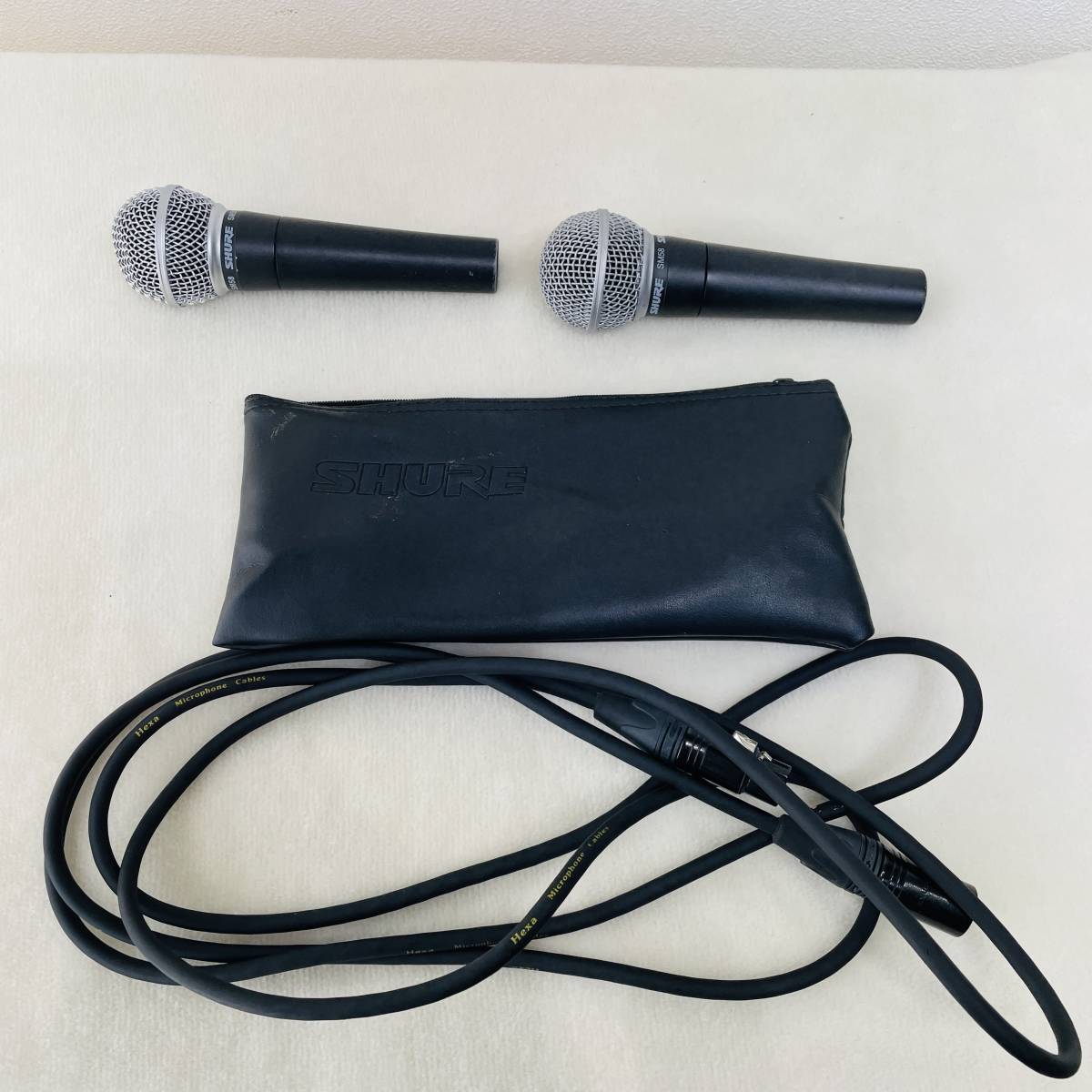 SHURE　SM58　ダイナミック　マイク　2本セット　黒／ブラック　収納ケース　付属配線1本付き　　X492