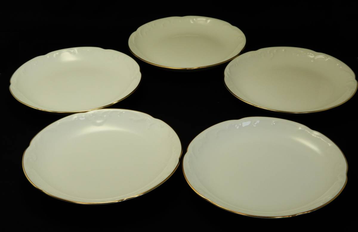 大倉陶園 ゴールドライン 15cm 銘々皿五客揃