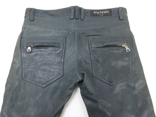 バルマン BALMAIN 本革 レザーパンツ バイカーパンツ メンズ size48 