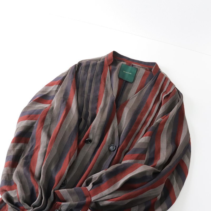 ガサ ネイティブヴィレッジ gasa NATIVE VILLAGE 美品 ウール ランダムストライプ シャツコート/チャコールグレー系【2400013466646】