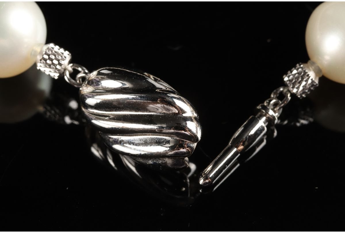 URA]SILVER/PAT.PENDING刻印/パールネックレス/約72g/Φ約1.0cm～1.1cm 