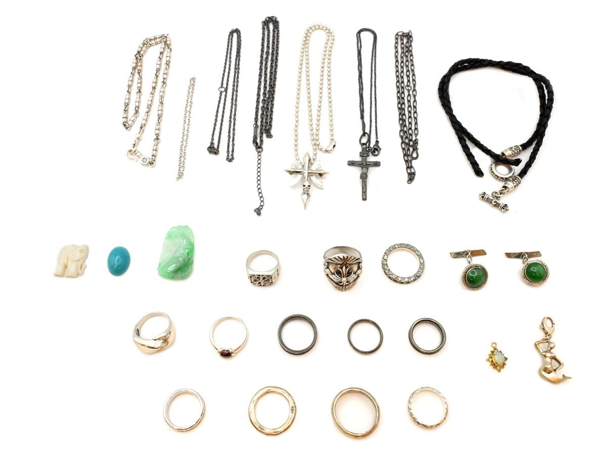 1円スタート 【 ブランド色々】 アクセサリー26点セット まとめ売り リング ネックレス ペンダントトップ ブレスレット カフス