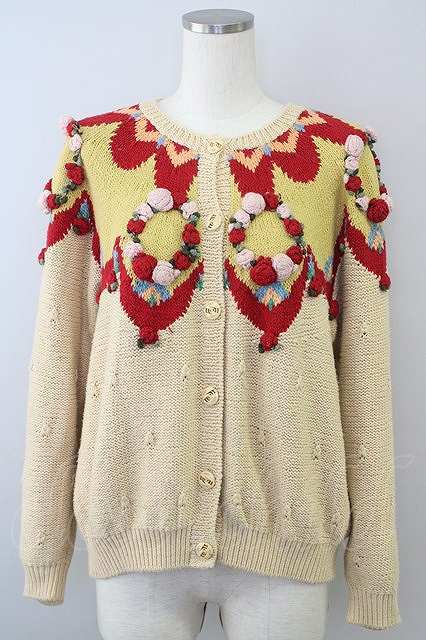 PINK HOUSE カメリアリースモチーフニットカーディガン 23-08-06-4004i-1-TO-LO-L-HD-ZT