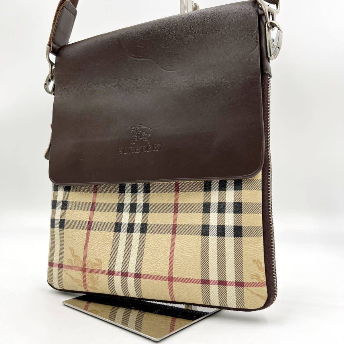 バーバリー ショルダーバッグ BURBERRY 1円 ノバチェック 斜め掛け 