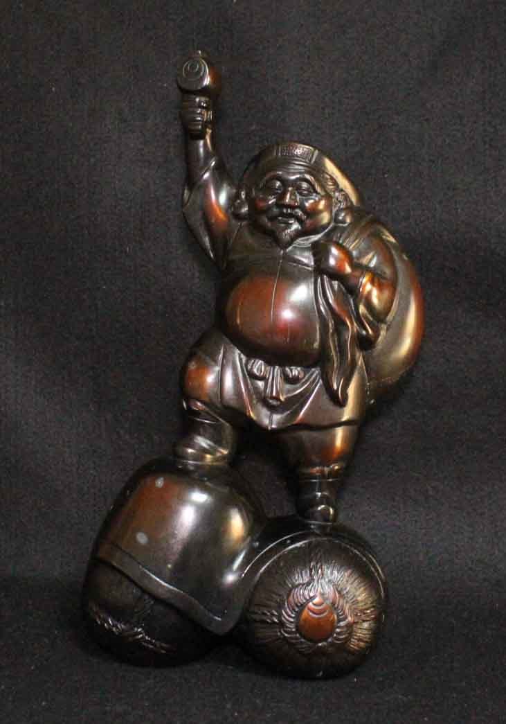 大黒天 金属製置物 笑福 大黒天 像(高さ約30cm) 大・黒 (金属製