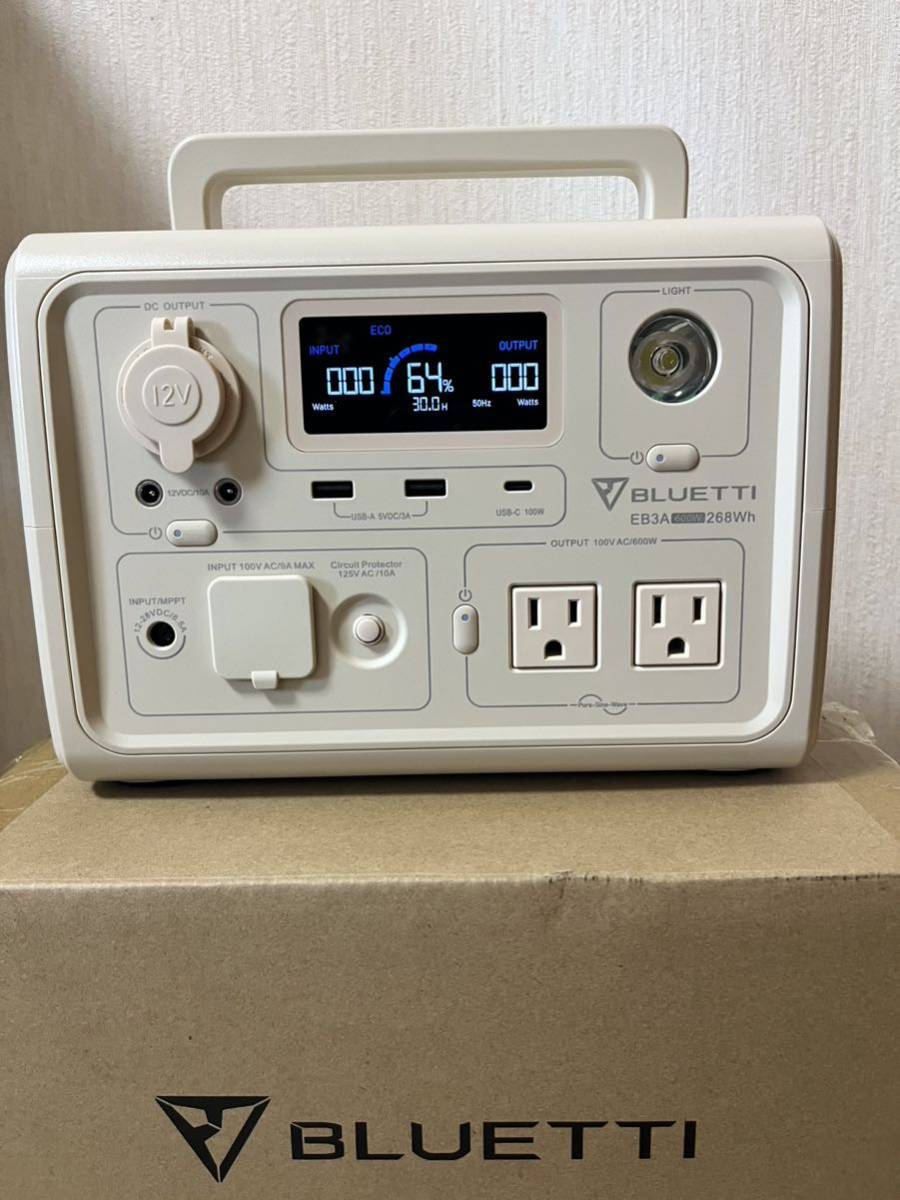 BLUETTI ポータブル電源(白) EB3A 268Wh/600W(キャンプ、アウトドア