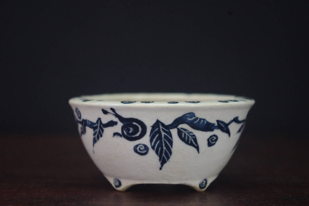 ★盆栽日和★　和鉢 【春嘉】 染付丸鉢　6.2㎝