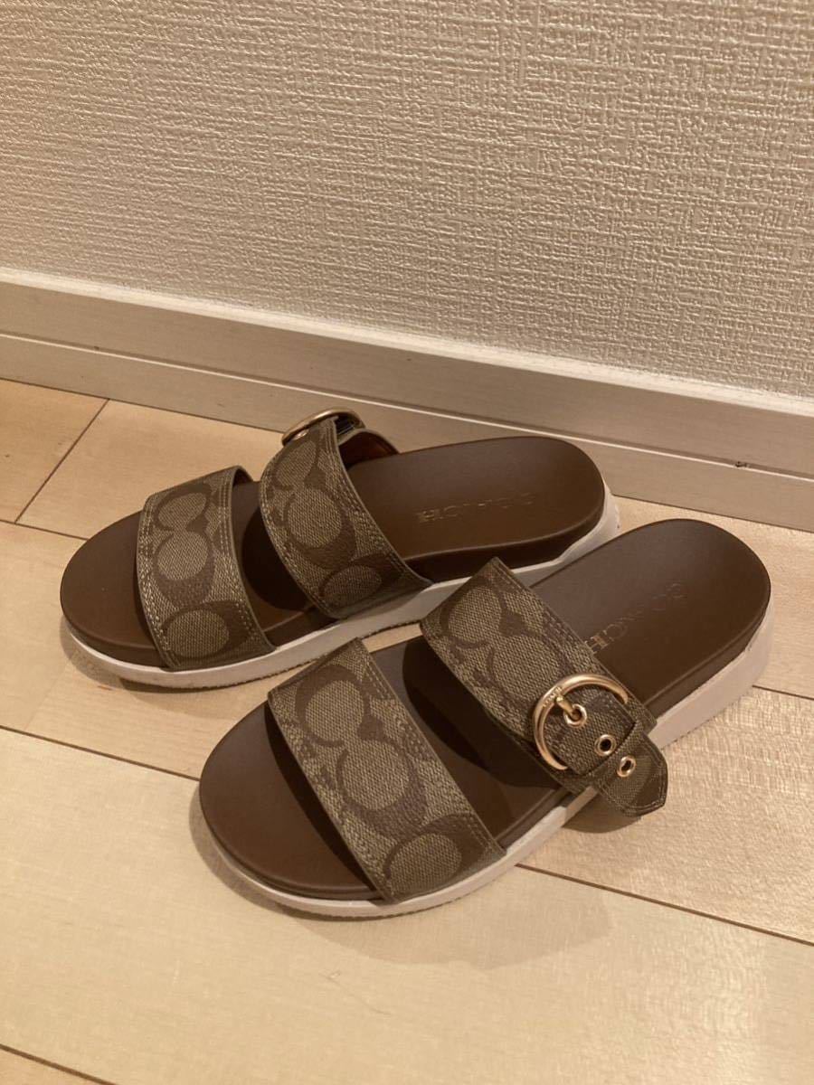 美品・コーチ・サンダル・使える上品ベージュ・22.5、23.0 送料無料