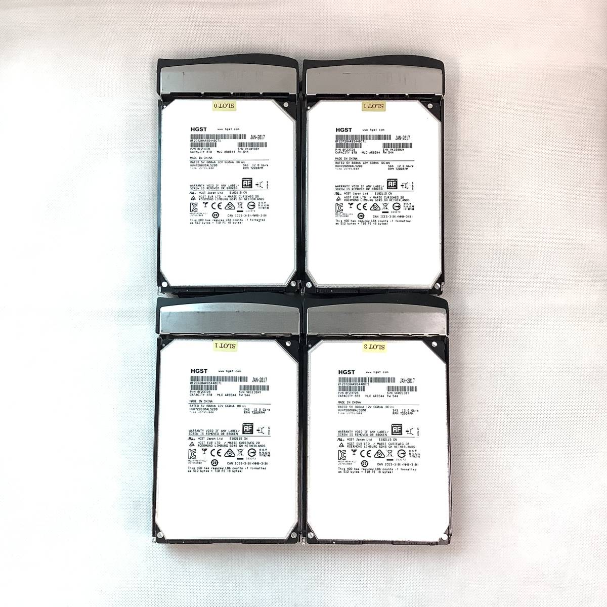 K5081072 HGST 8TB SAS 7.2K 3.5インチ HDD 4点【中古動作品】 HDD SAS
