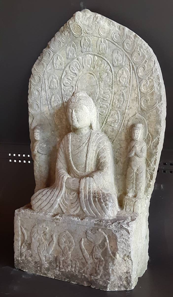☆中国古玩 唐物 仏教美術☆如来三尊立像☆石仏 時代物☆極上品 初だし