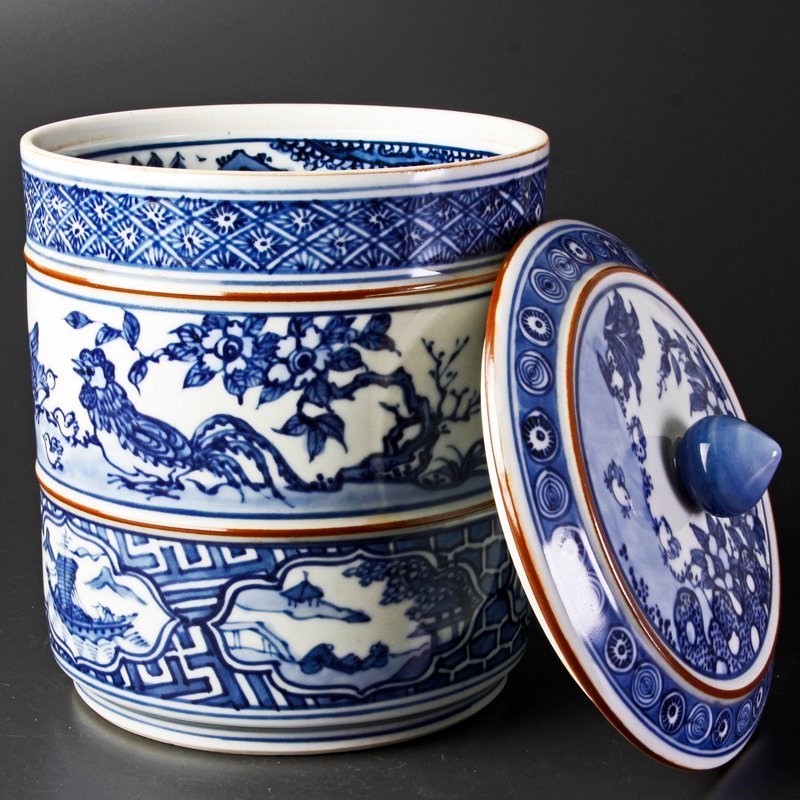 茶道具】平安秀峰造 色絵祥瑞捻丸文宝水指（共箱） 茶道具】平安秀峰造