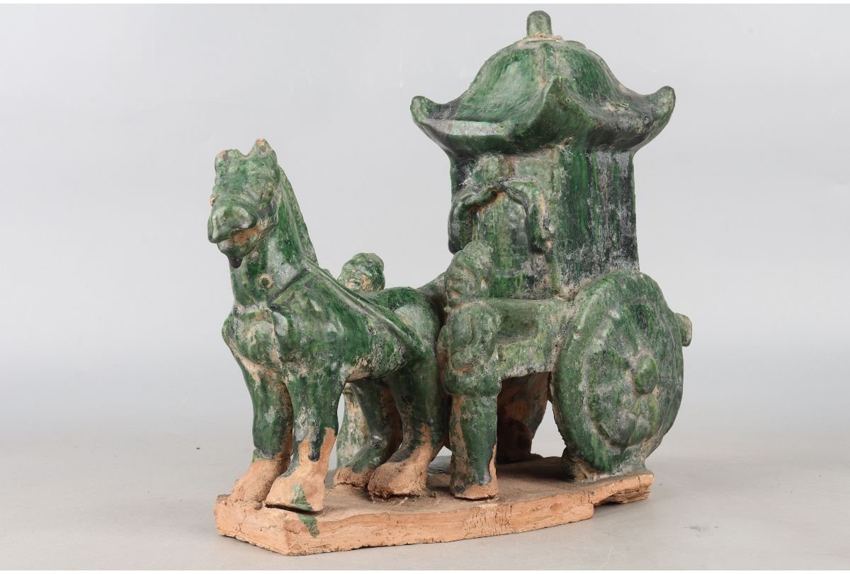 URA]発掘出土品/漢緑馬車置物/12-8-50 (検索)骨董/唐物/古玩/置物