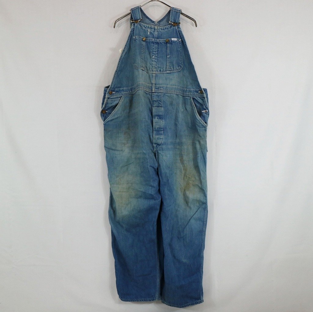 80年代 USA製 Lee リー オーバーオール 大きいサイズ ワーク インディゴ (メンズ XXL相当) 中古 古着 n7940