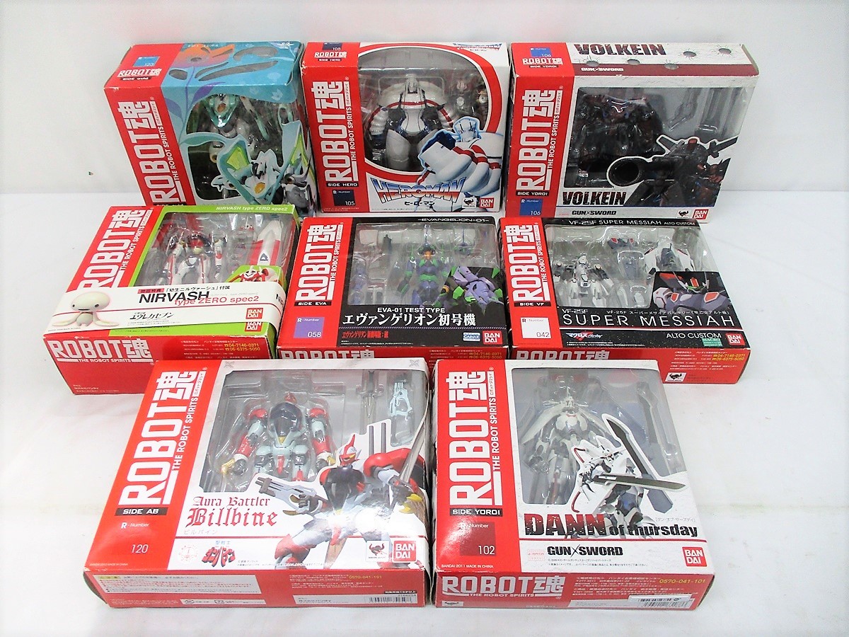 4704G ROBOT魂 フィギュア 8個 ★ マクロス/スーパーメサイアバルキリー 早乙女アルト機 エヴァ エウレカセブン ダンバイン ガンソード他