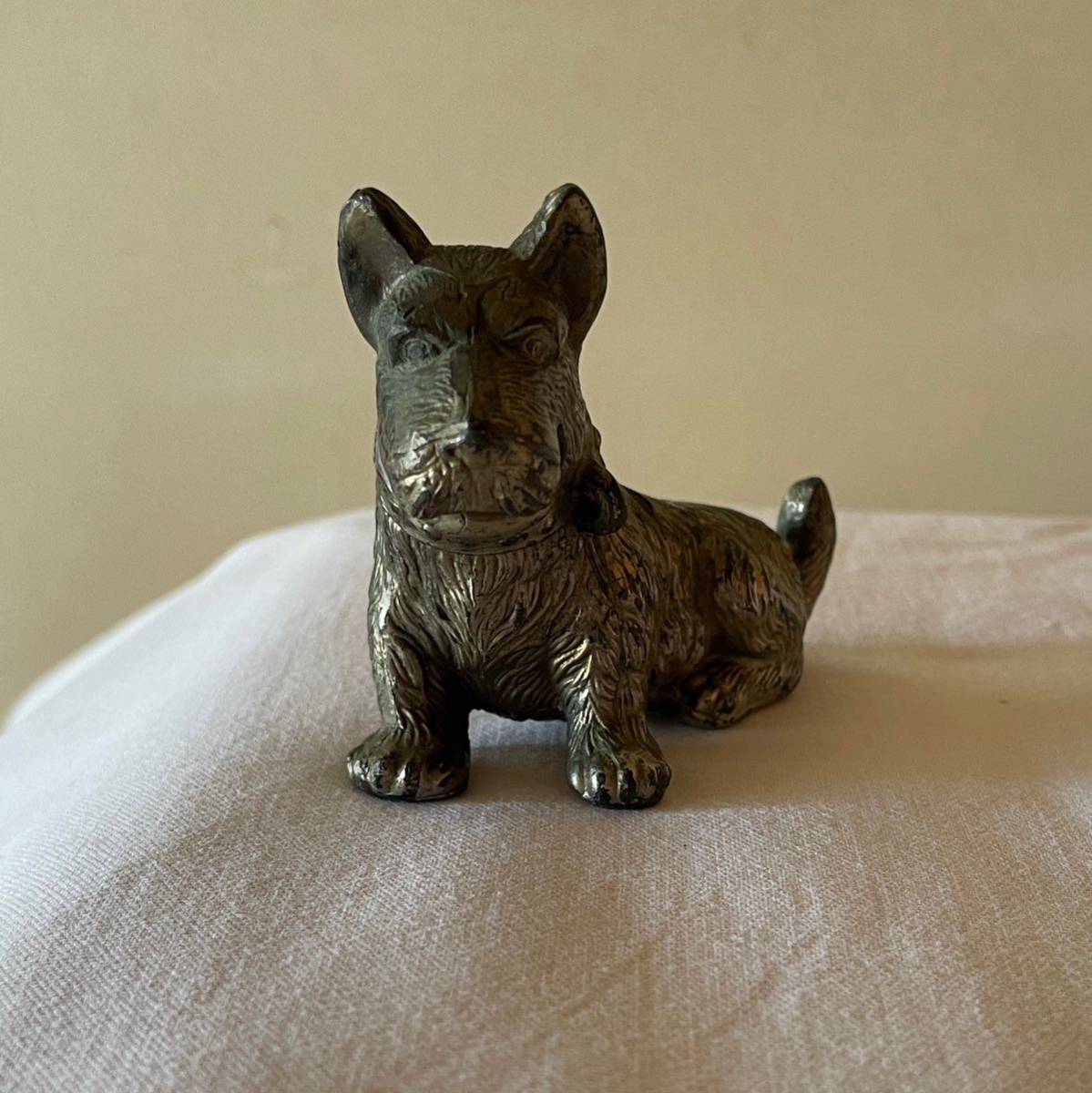 昭和 金属 置物 動物 犬 スコティッシュテリア Vintage metal