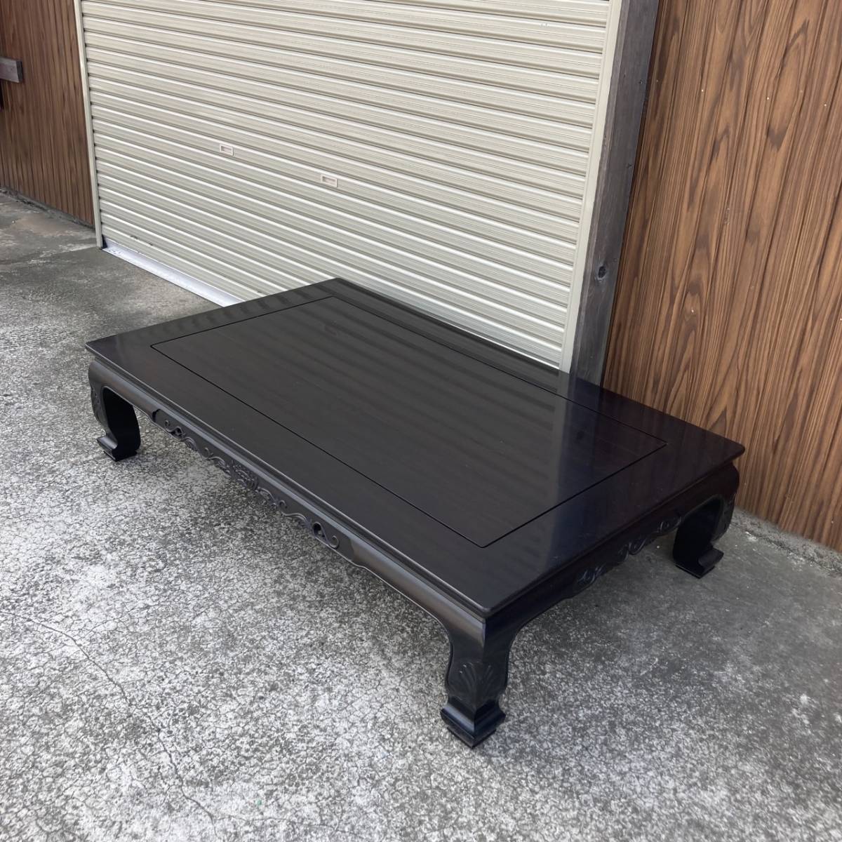 黒檀 黒檀 座敷机 座卓 希少品 高級唐木 座敷机 松竹梅彫 太脚