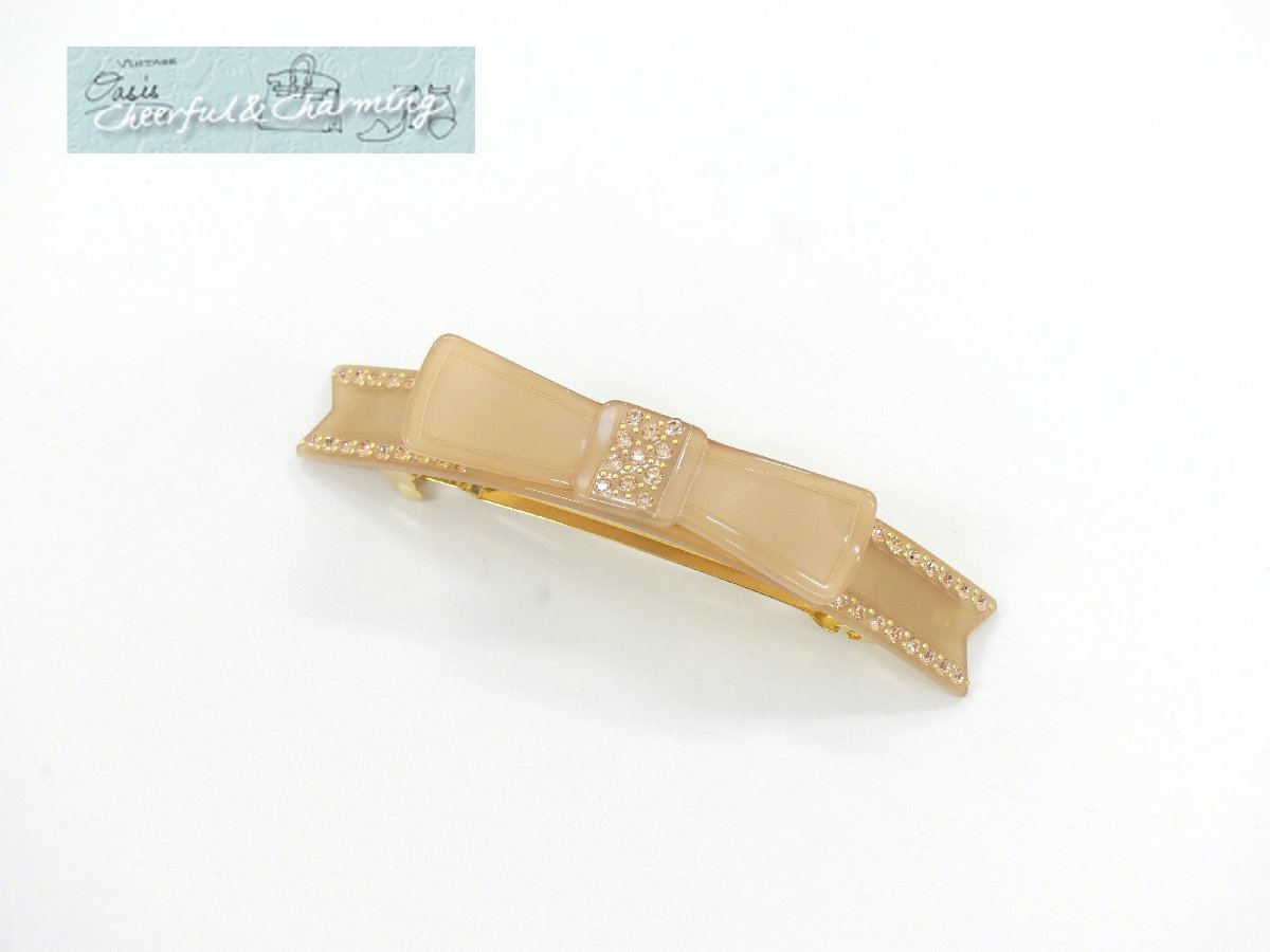 ALEXANDRE DE PARIS アレクサンドルドゥパリ アーチ型リボンバレッタ ベージュ ハンドメイド