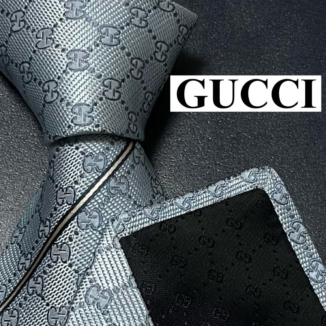激レア 極美品 ネクタイ 人気 GUCCI グッチ シルク GG シェリーライン