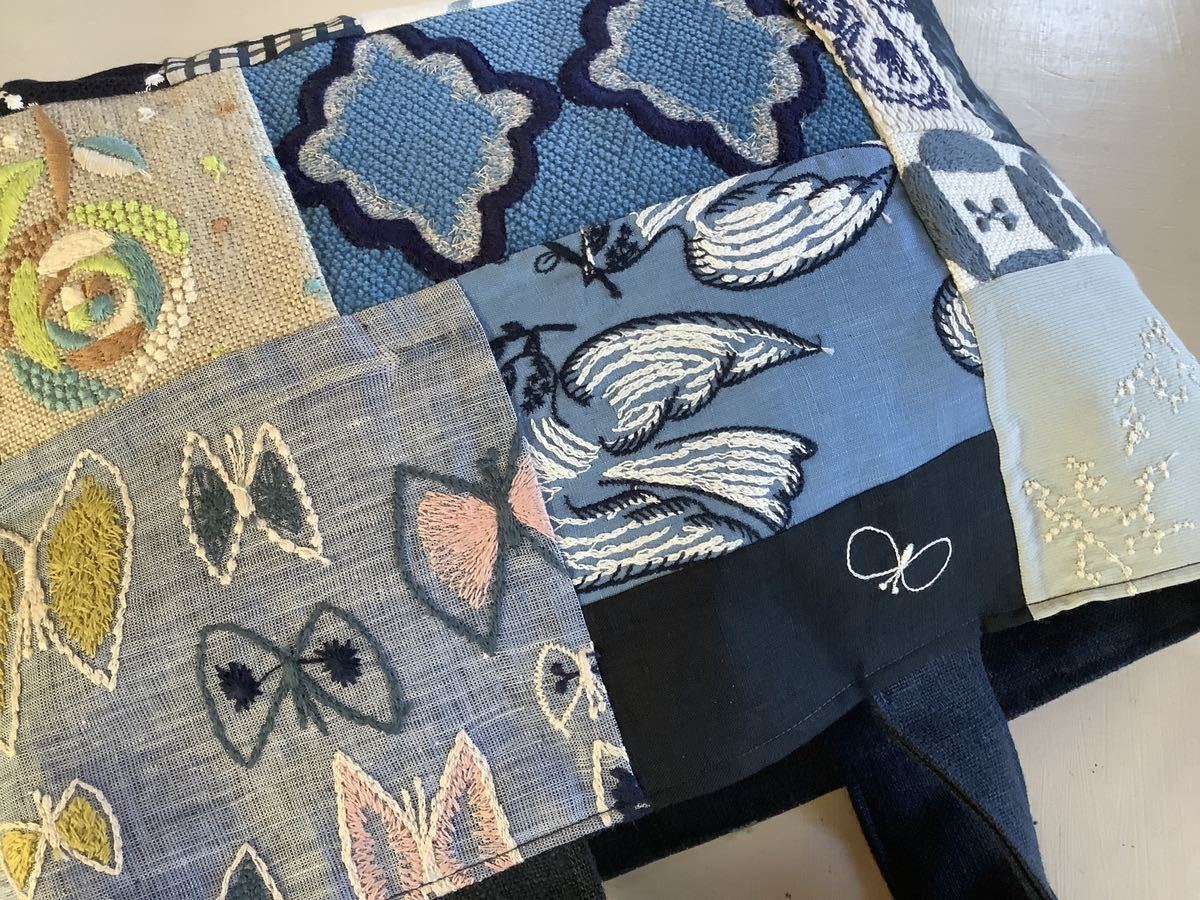 ハンドメイド ミナペルホネン ハギレとリネンのマルシェバック forest  