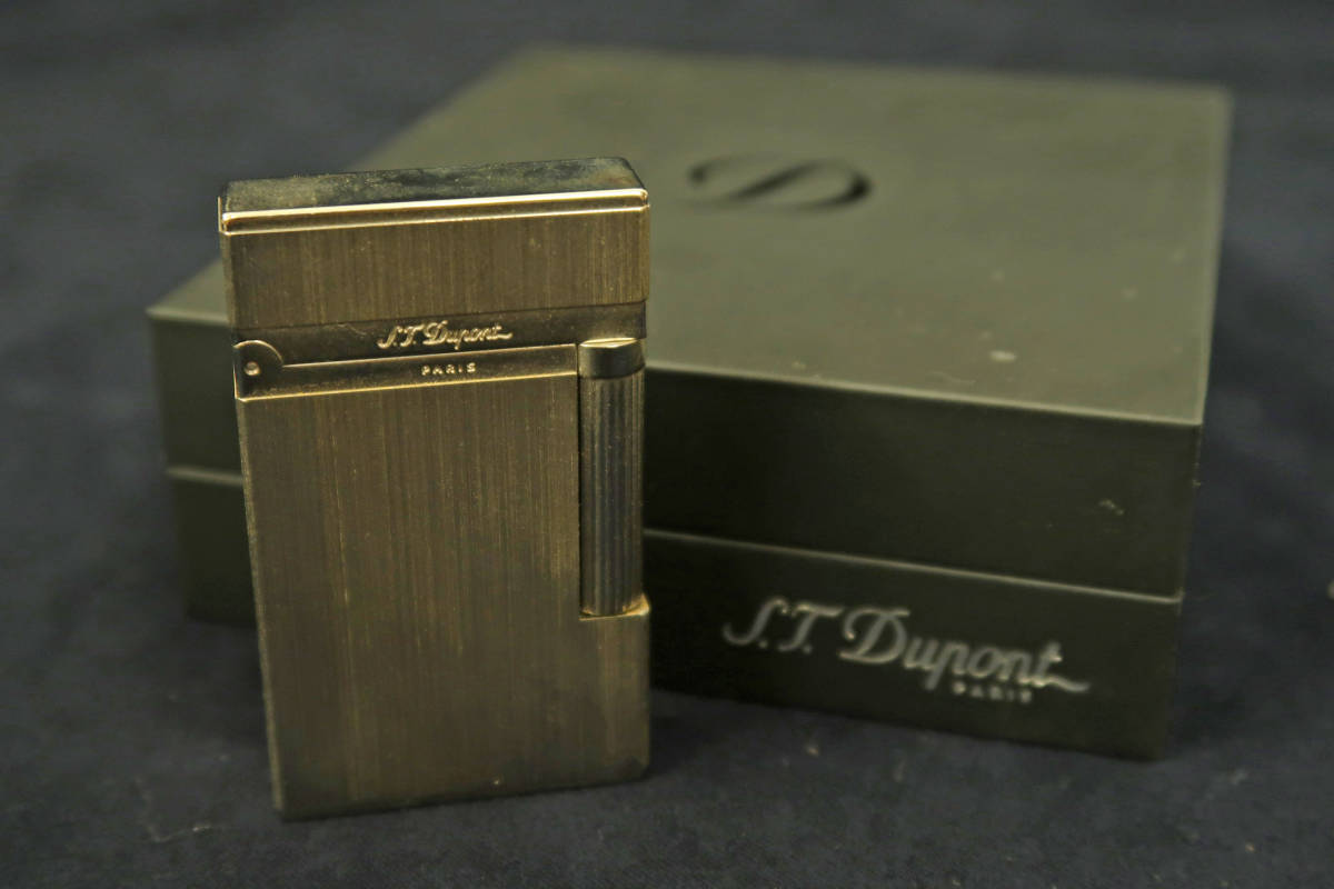 中古 S.T.DUPONT デュポン ライター ヘアライン シルバー 箱あり (1