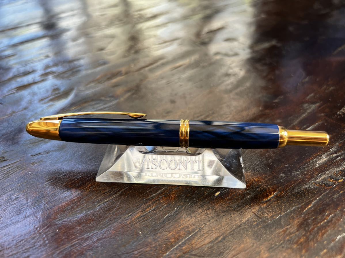 未使用 タグ付 ダークブルー マーブル 18k キャップレス 万年筆