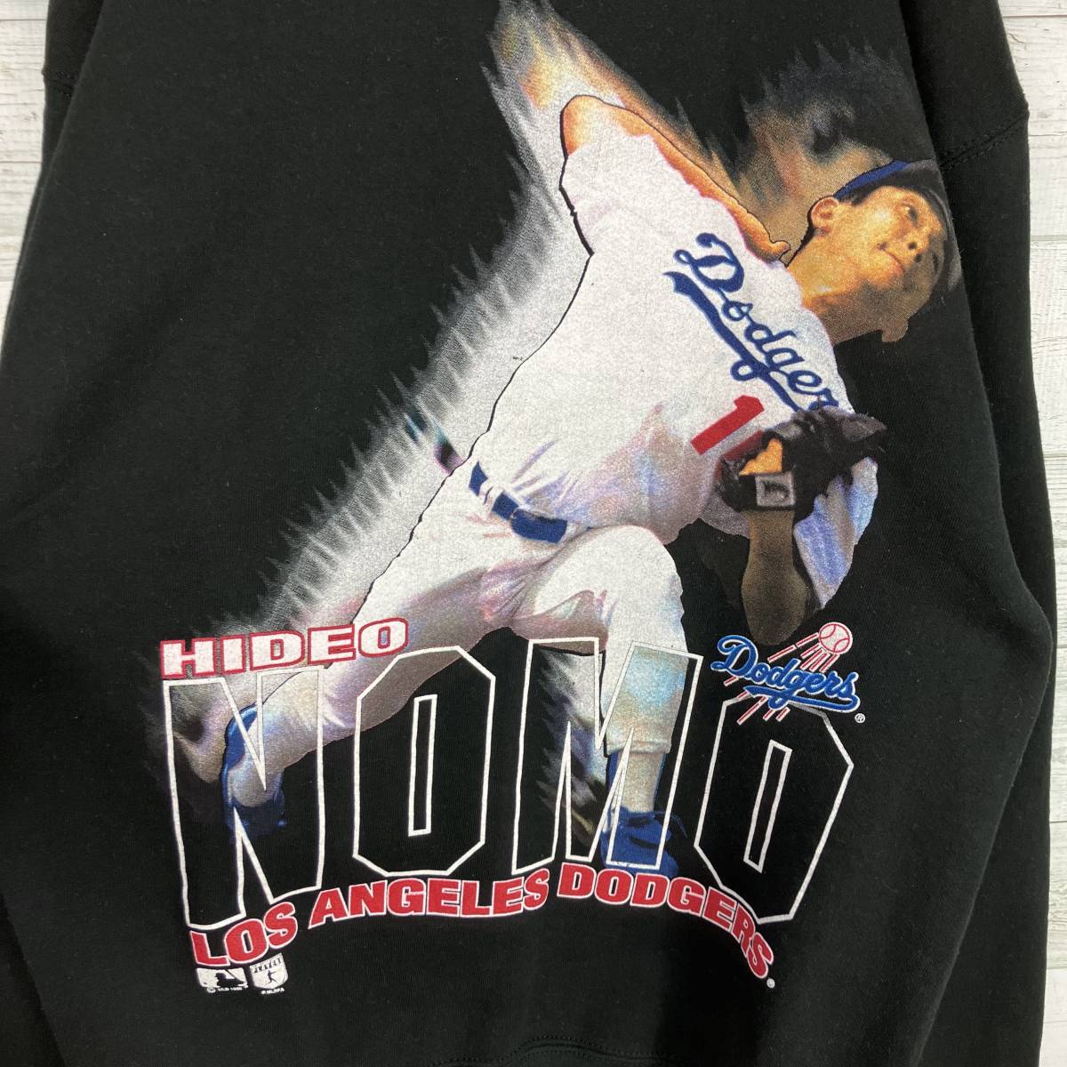 MLB◇90s/USA製/野茂英雄/スウェット/-/コットン/WHT/プリント/c1995 